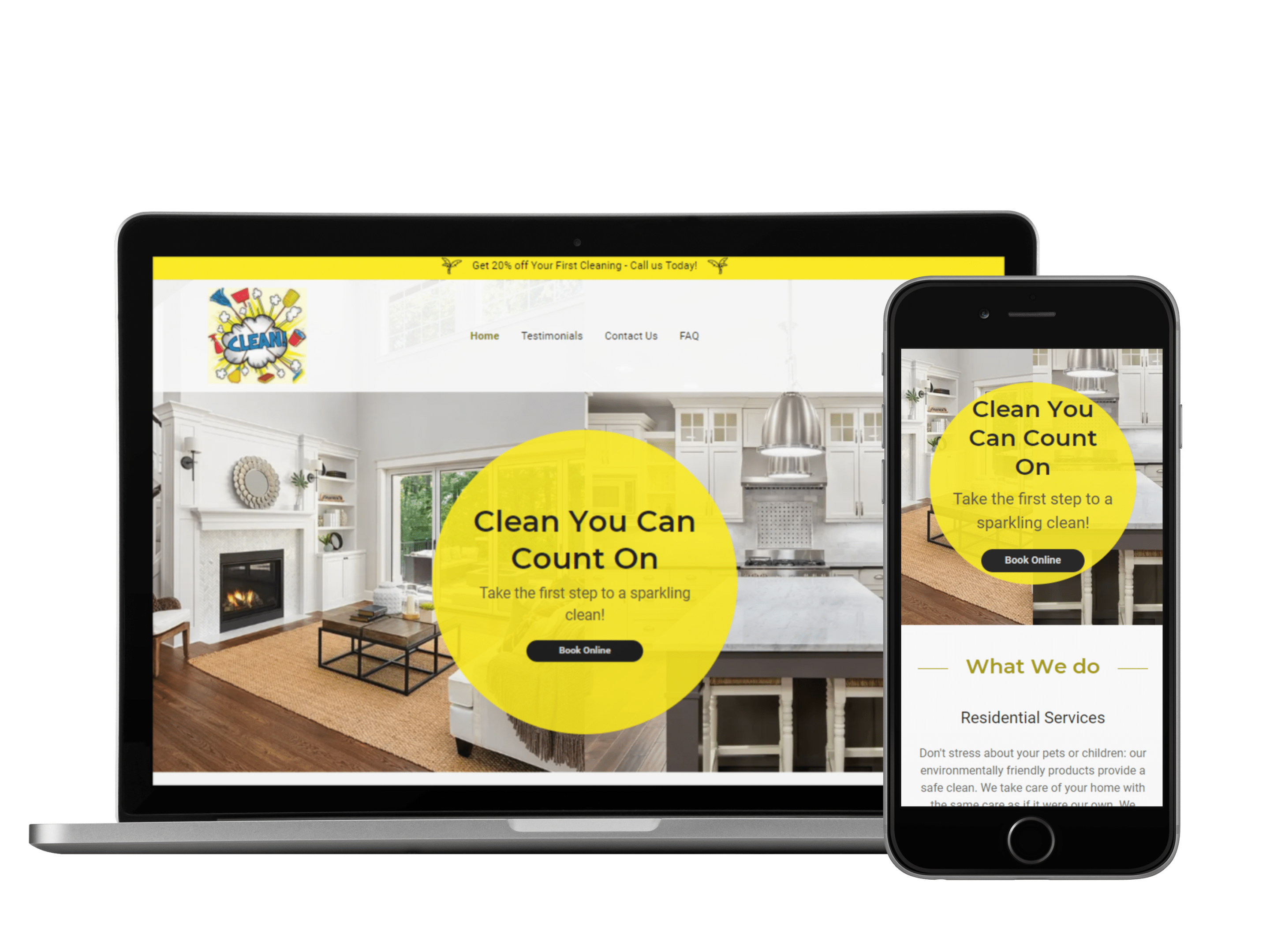 A cleaning services website done by Zealous Social